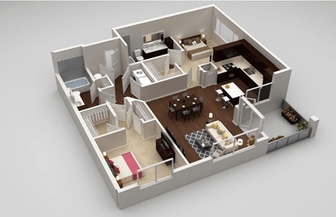 Goodman 2 bed 2 bath at Highland Row Apartments, Tennessee